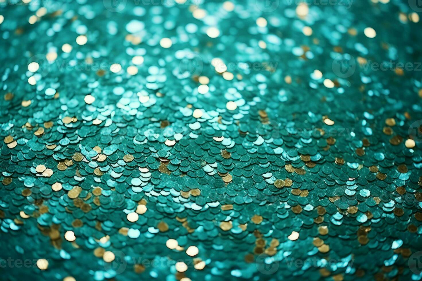 AI generated Abstract turquoise glitter sparkle background. Party invitation or poster. Generative AI photo