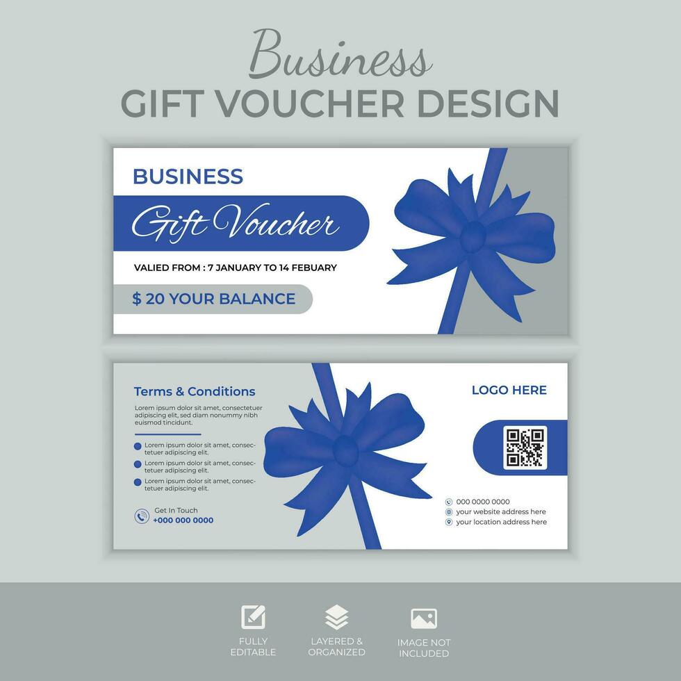 Business Gift Voucher Template with clean and modern pattern color gift box, Vector illustration, creative business voucher template, Background design coupon, invitation, currency.