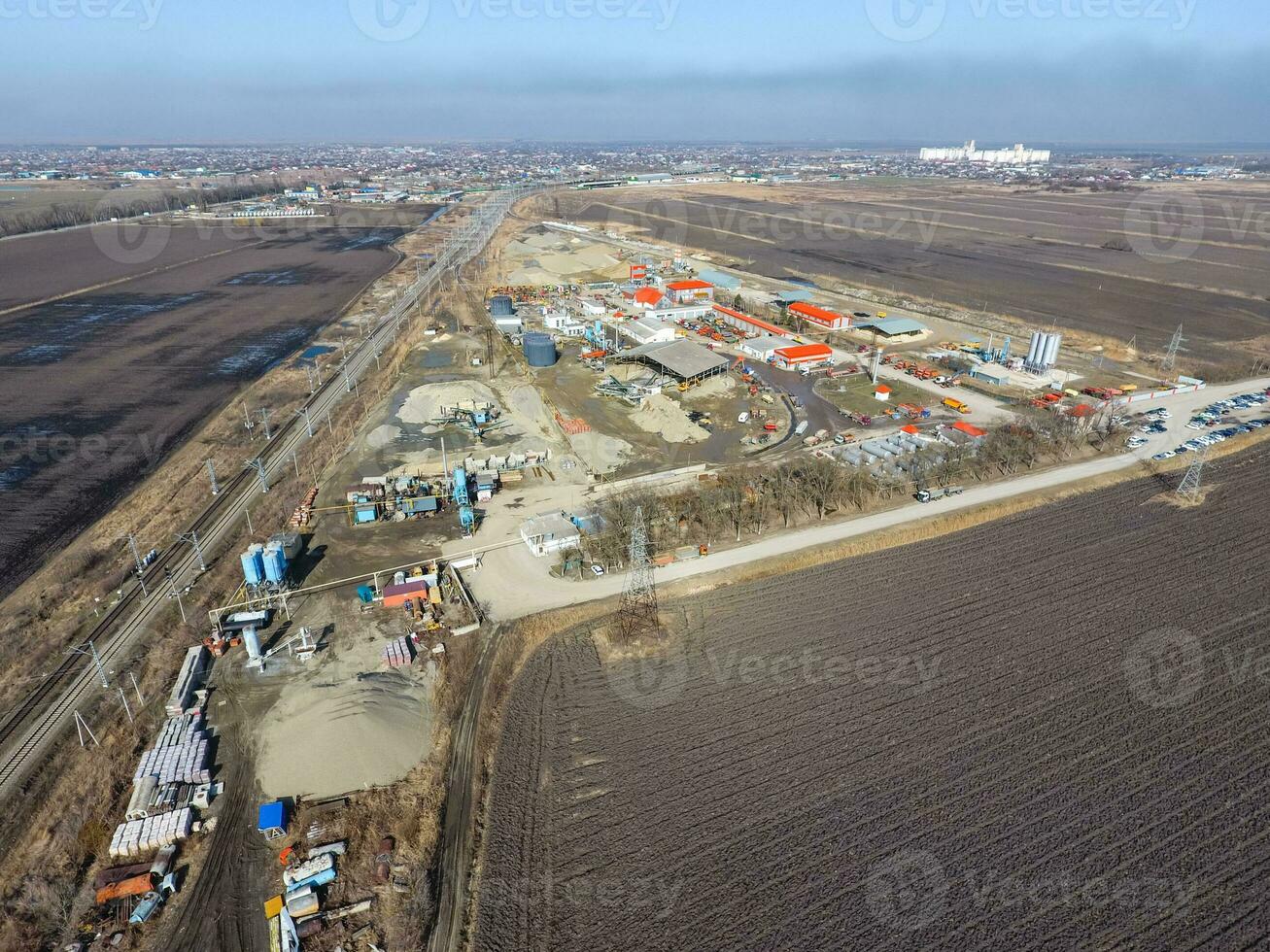 for road repair plant. The site with building materials for the photo