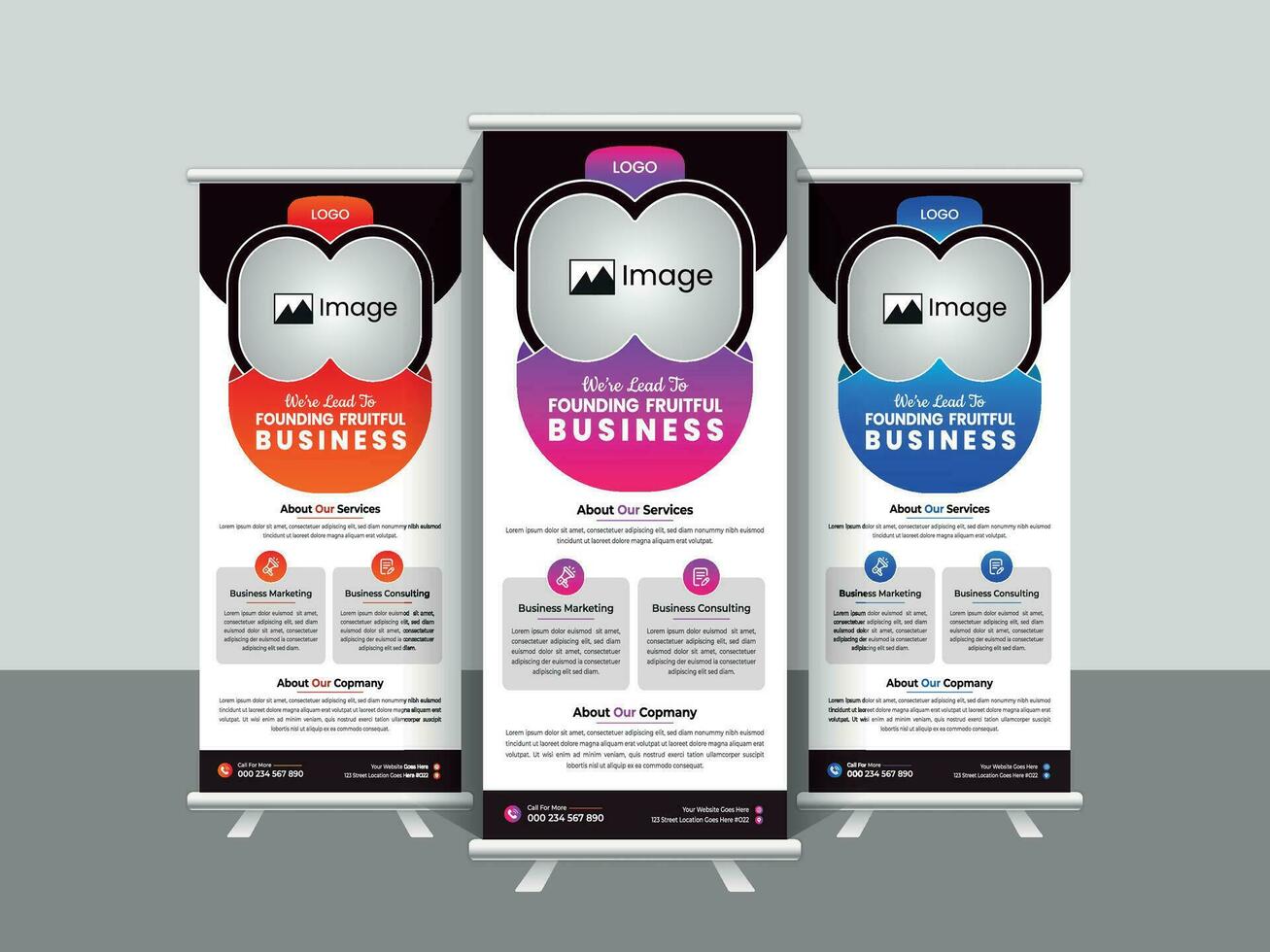 Modern Business Rollup banner and rack card design template vector