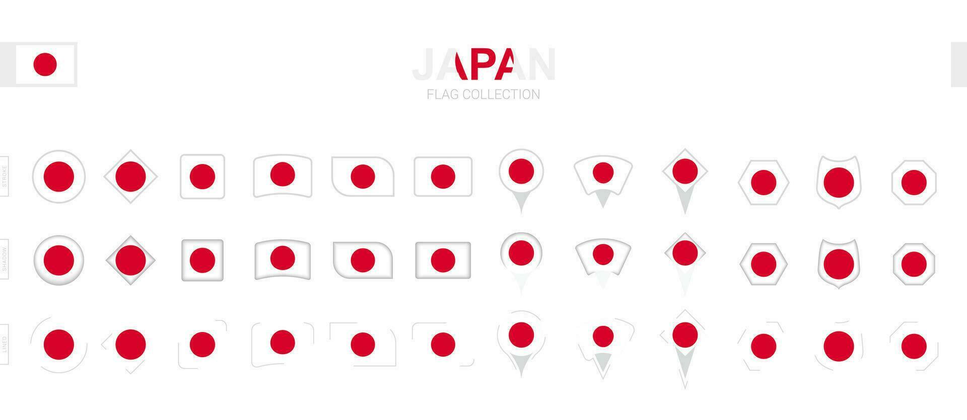 grande colección de Japón banderas de varios formas y efectos vector