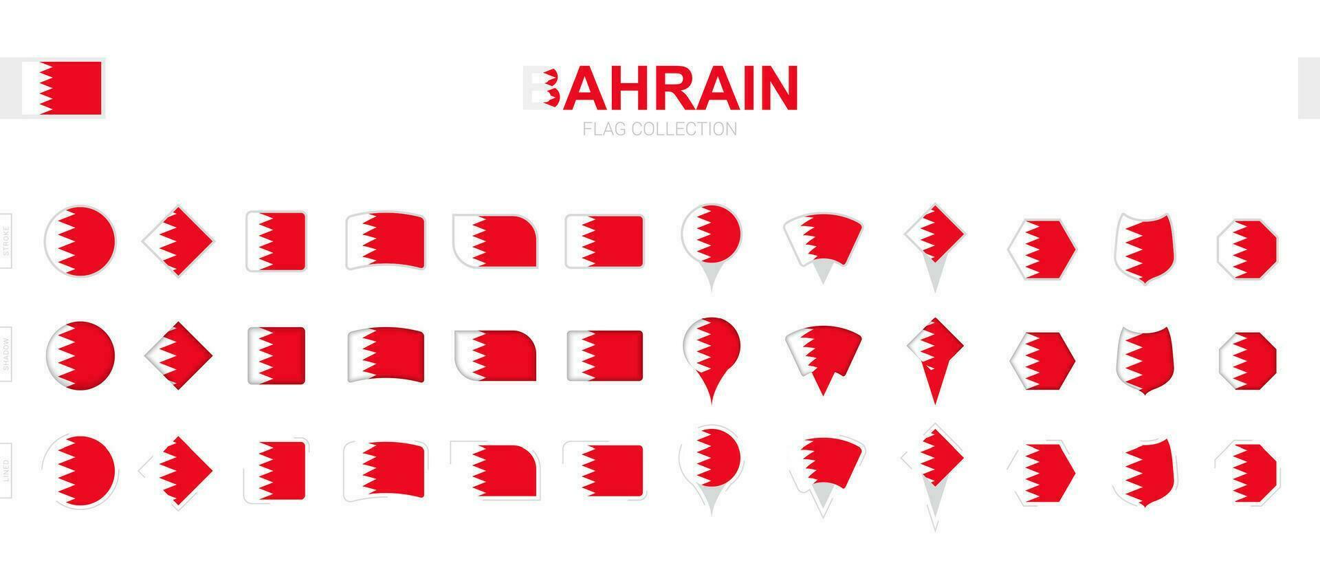 grande colección de bahrein banderas de varios formas y efectos vector