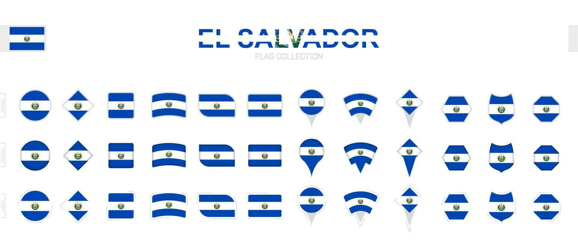 grande colección de el el Salvador banderas de varios formas y efectos vector