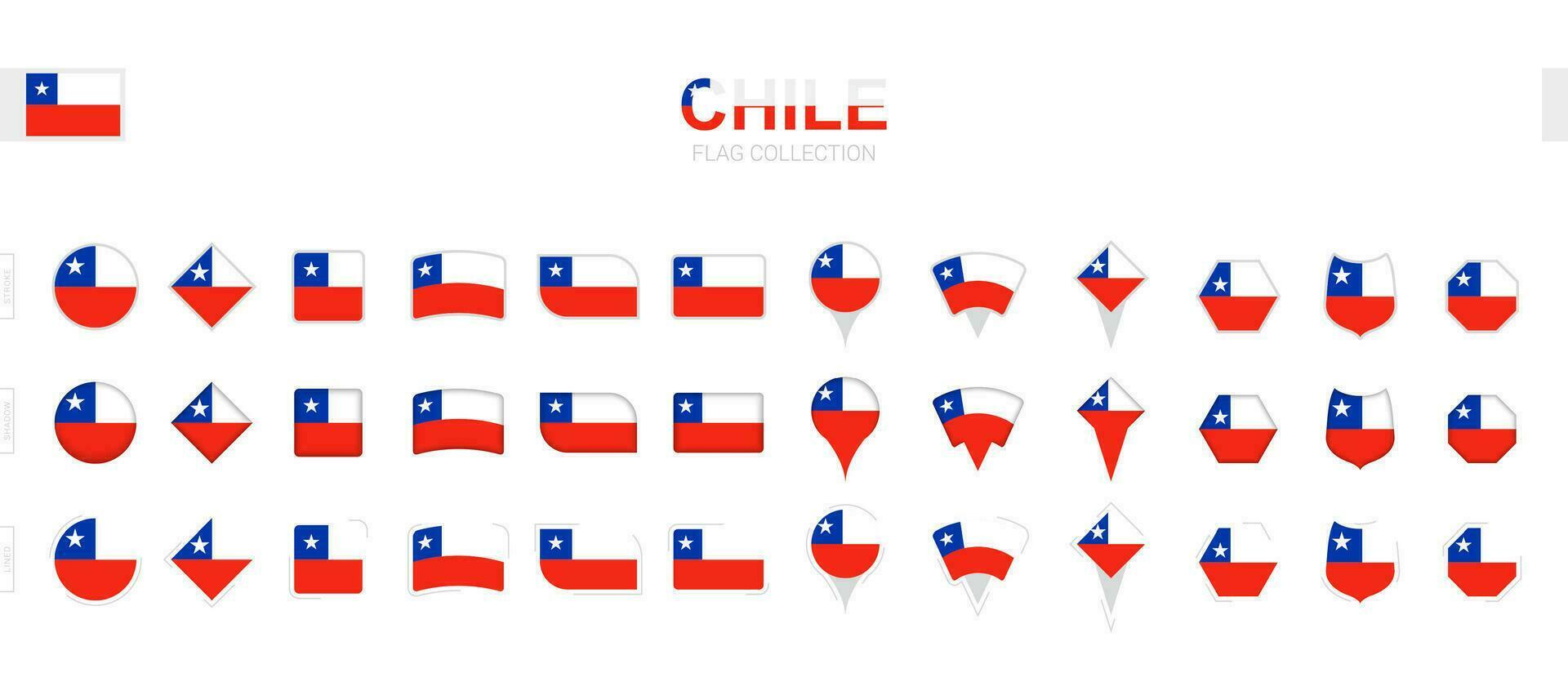 grande colección de Chile banderas de varios formas y efectos vector