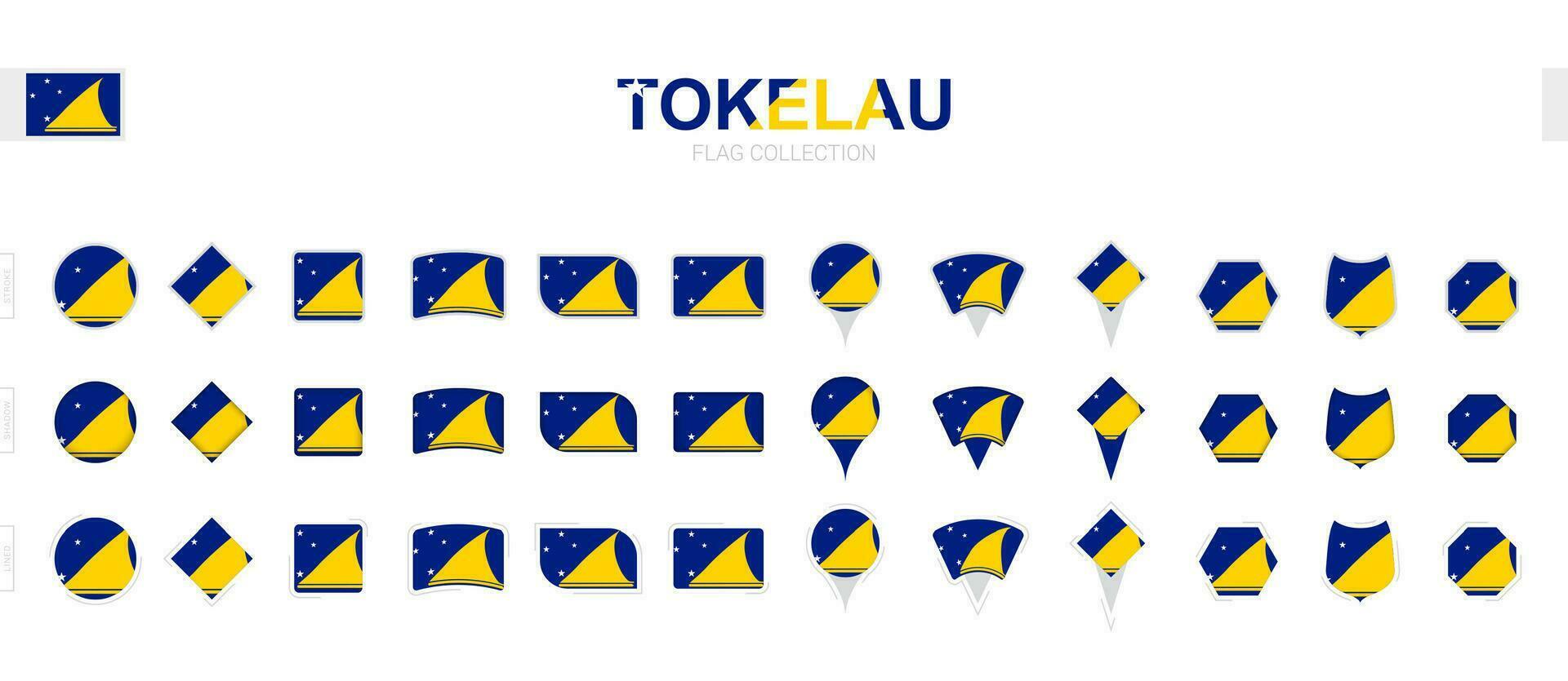 grande colección de tokelau banderas de varios formas y efectos vector