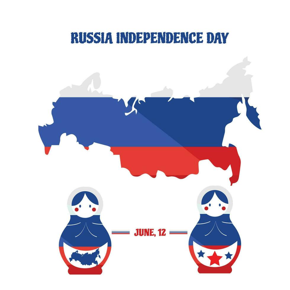 Matryoshka and flag of Russia for Russia Independence day june 12 vector