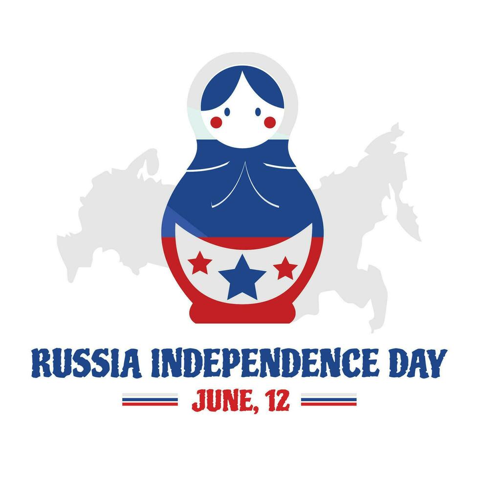 Matryoshka and flag of Russia for Russia Independence day june 12 vector