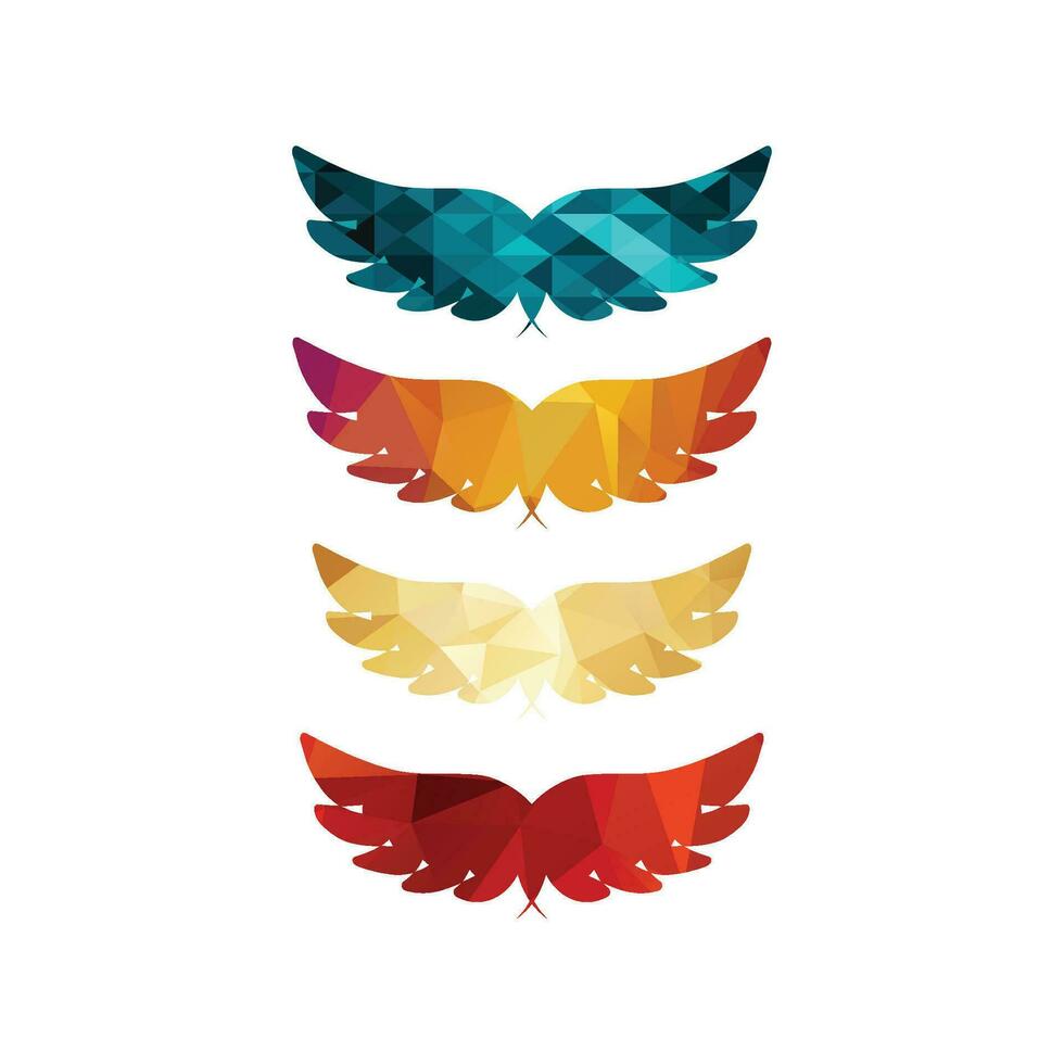 set of multi colorful elegant angel wing logo and vector icon