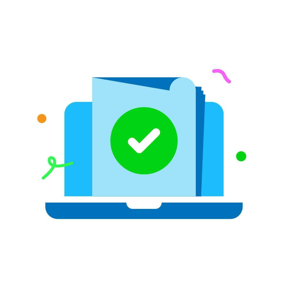 Document file has been successfully uploaded, complete, meets the requirements concept illustration flat design vector. simple modern graphic element for landing page, infographic, icon vector