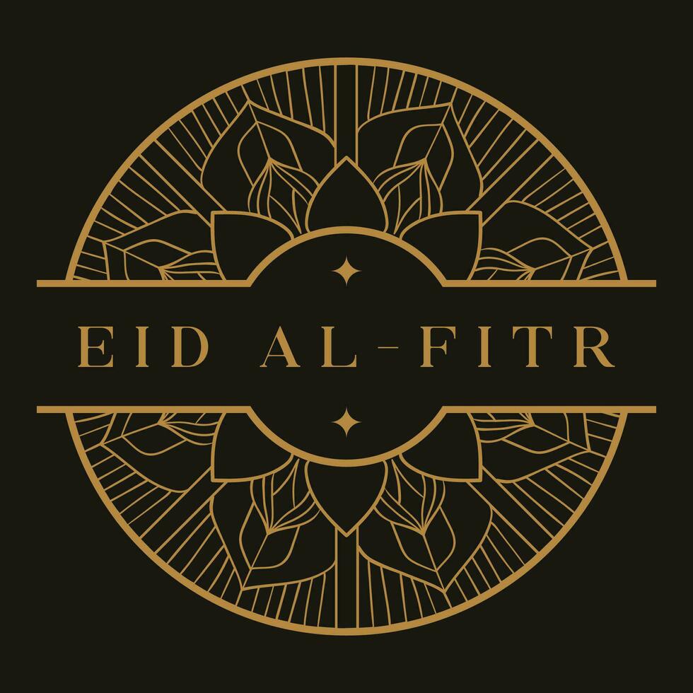 eid al-fitr islámico saludo antecedentes con hermosa dorado mandala línea Arte. vector
