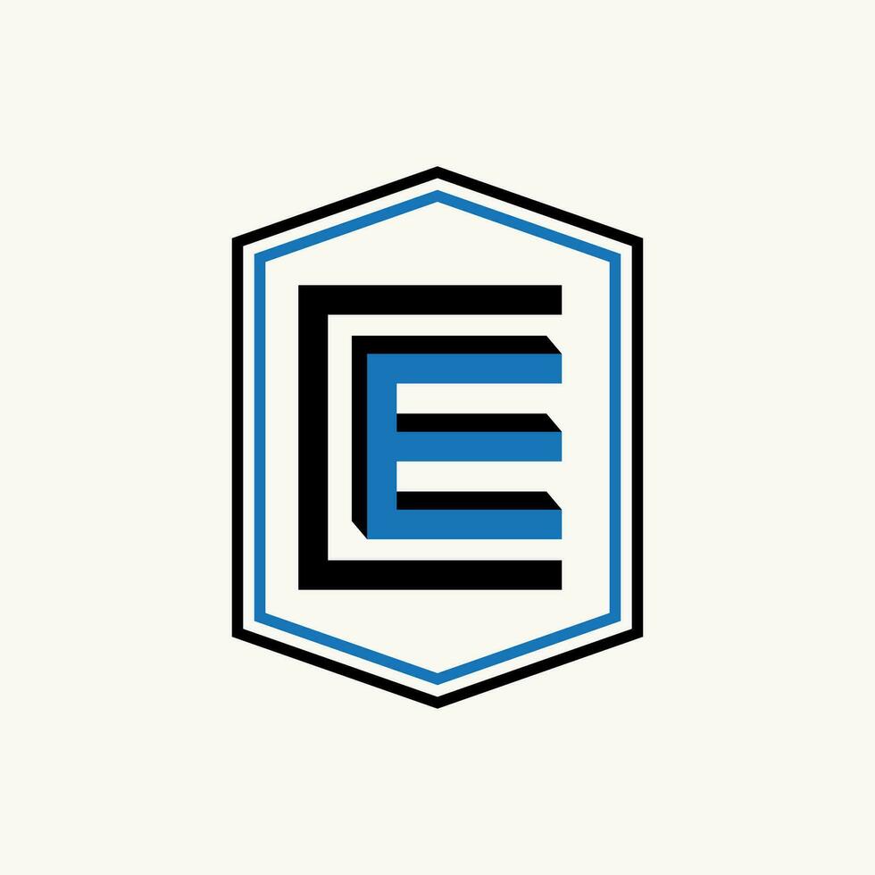 Logo design graphic concept creative vector premium stock unique initial letter CE or EC font hexagon line around Related monogram typography branding