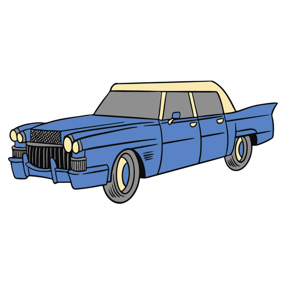 Classic Retro Car Hand-drawn illustration vector