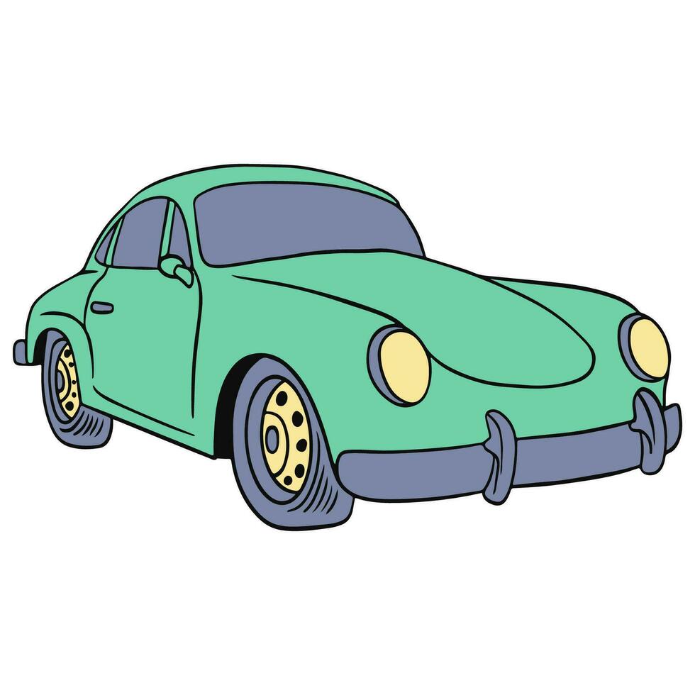 clásico retro coche dibujado a mano ilustración vector