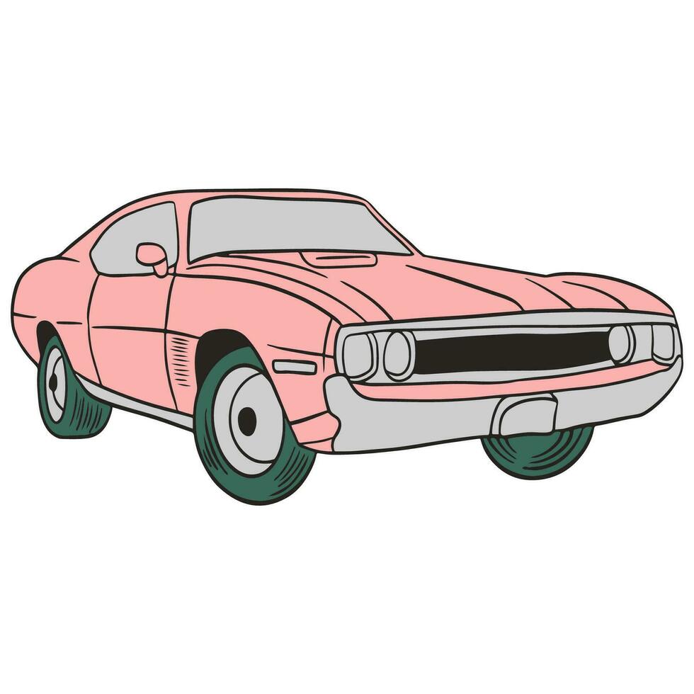 clásico retro coche dibujado a mano ilustración vector