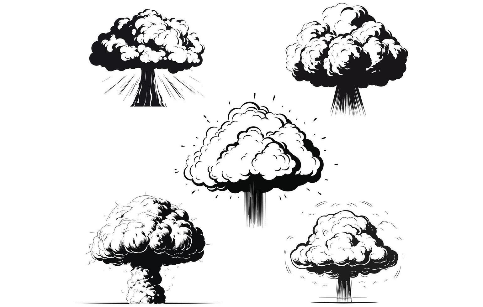 seta nube icono silueta, nuclear bomba explosión vector