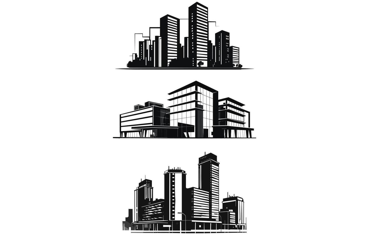 Buildings Silhouette, Buildings vector silhouette