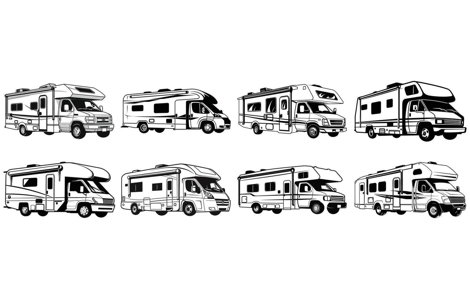 camper van caravan motor home vector Silhouette, motor home silhouette