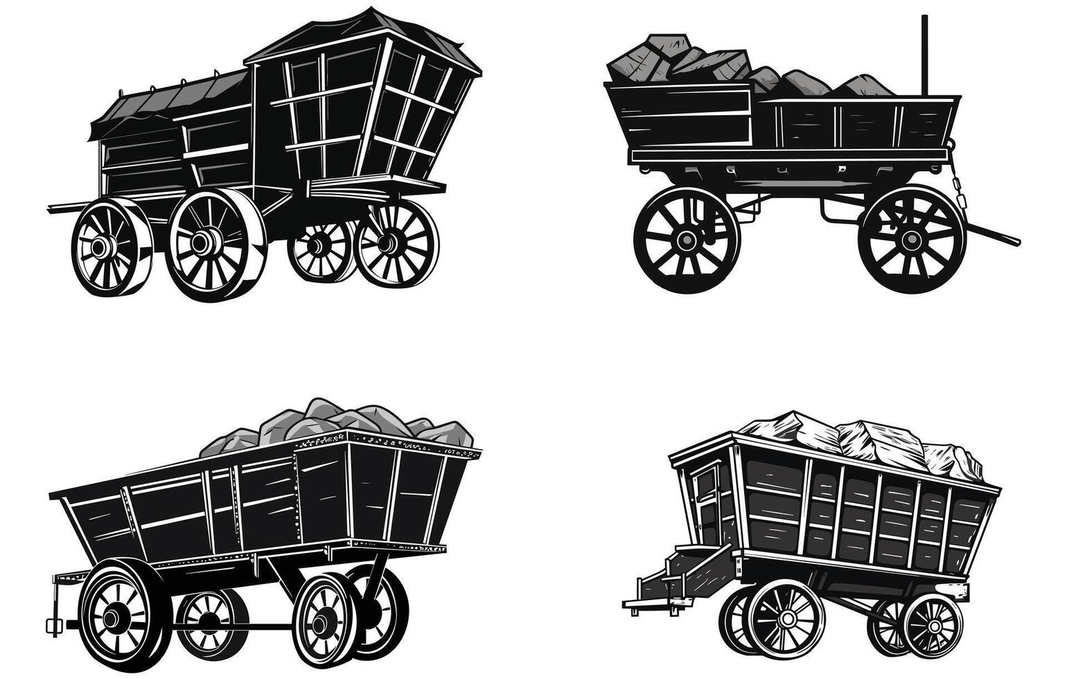 Mining Cart Silhouette, Mining Cart vector silhouette