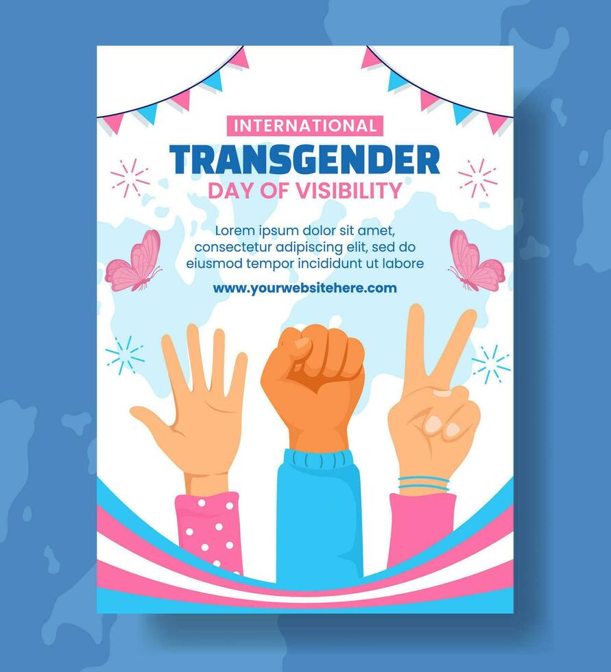 Transgender Day of Visibility Vertical Poster Cartoon Hand Drawn Templates Background Illustration vector