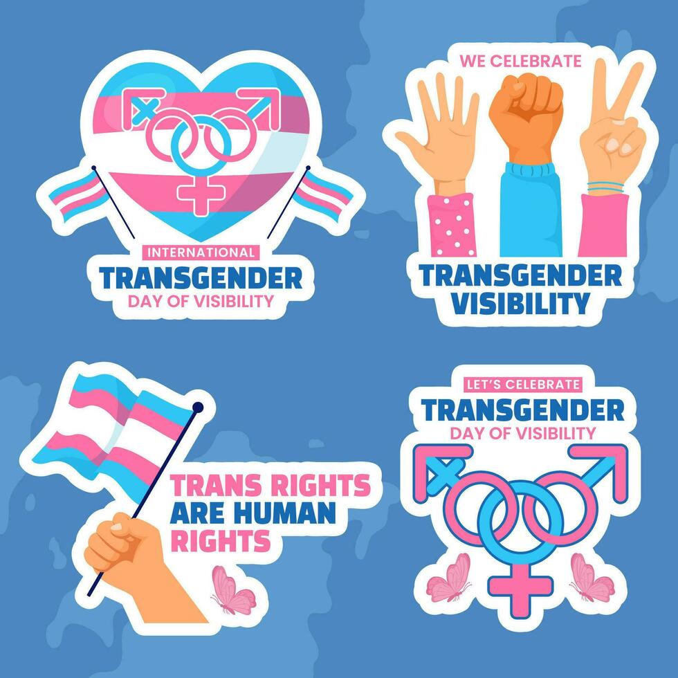 Transgender Day of Visibility Label Flat Cartoon Hand Drawn Templates Background Illustration vector