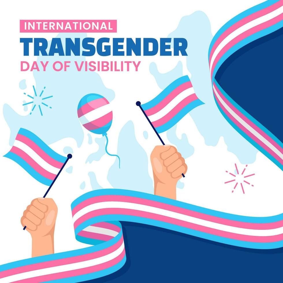 Transgender Day of Visibility Social Media Illustration Cartoon Hand Drawn Templates Background vector