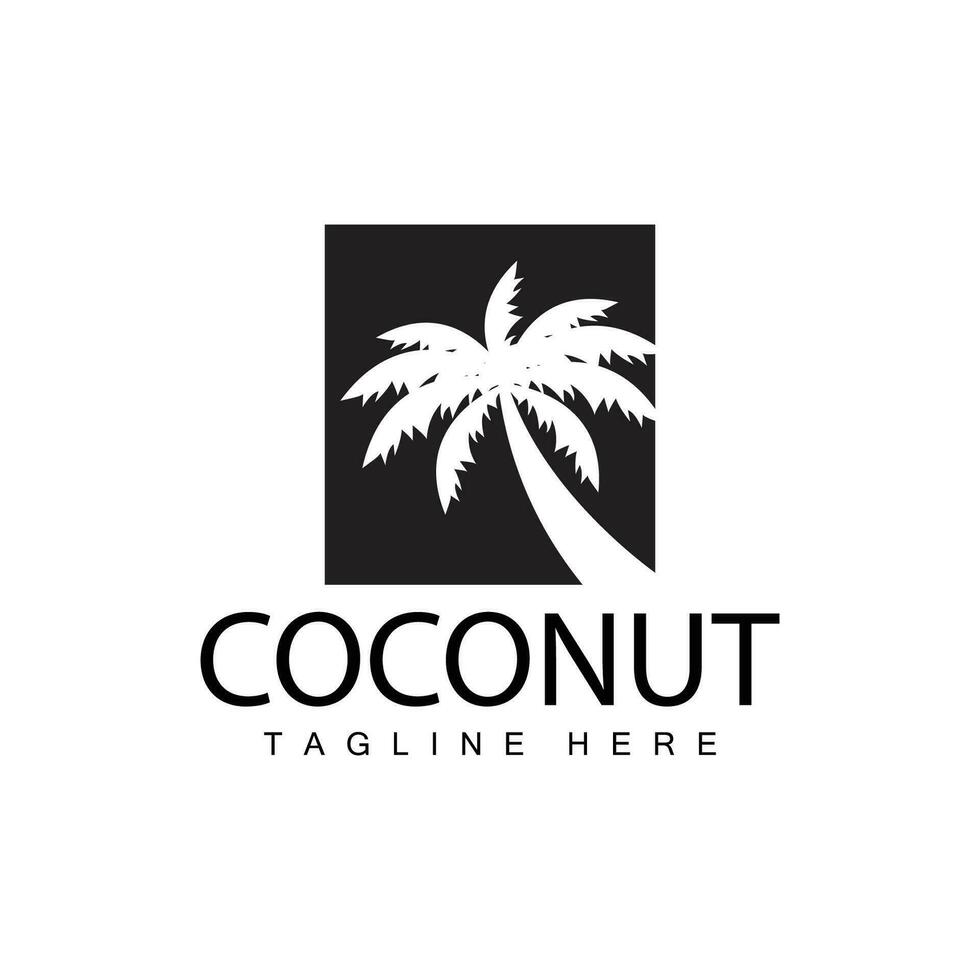 Coconut Tree Logo Design Summer Beach Plant Palm Tree Illustration Template vector
