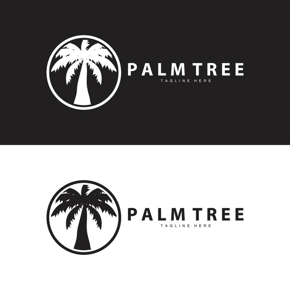 Coconut Tree Logo Design Summer Beach Plant Palm Tree Illustration Template vector