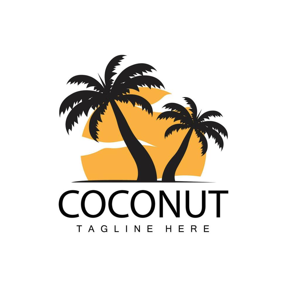 Coconut Tree Logo Design Summer Beach Plant Palm Tree Illustration Template vector