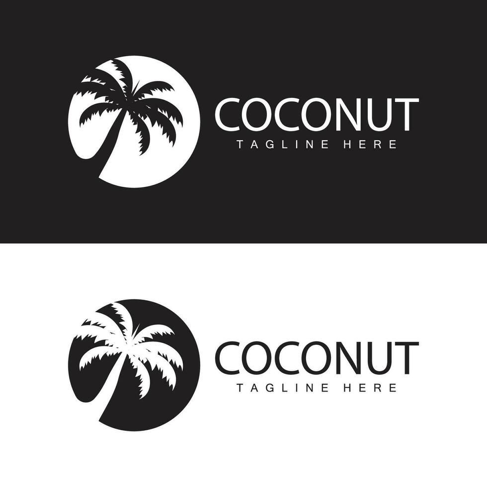 Coconut Tree Logo Design Summer Beach Plant Palm Tree Illustration Template vector