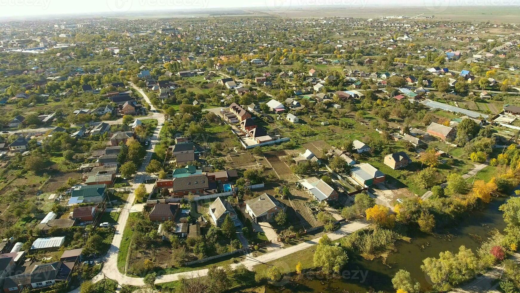 Top view of the village. The village of Poltavskaya. photo