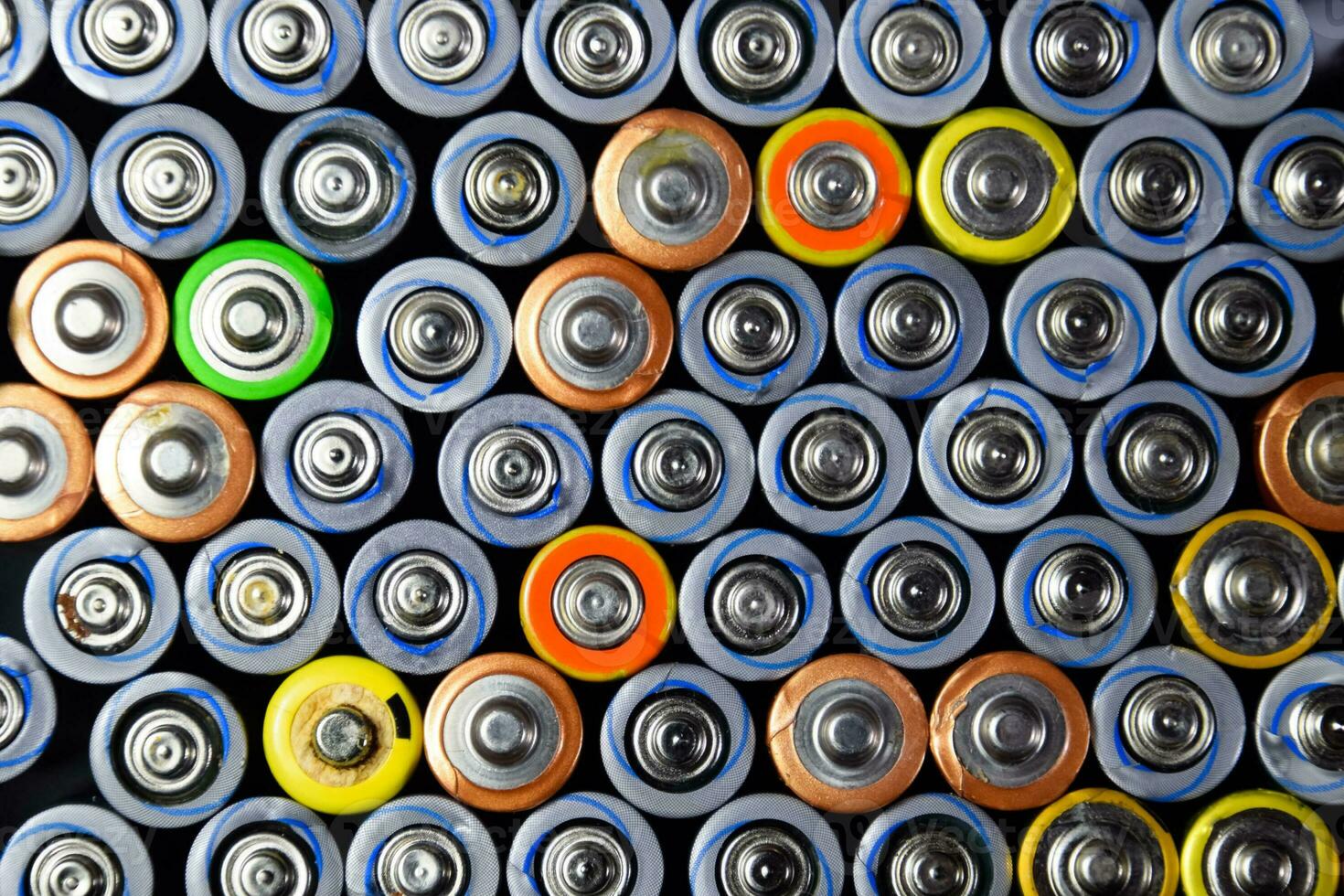 Salt and alkaline batteries, source of energy for portable technology. AAA and AA batteries photo
