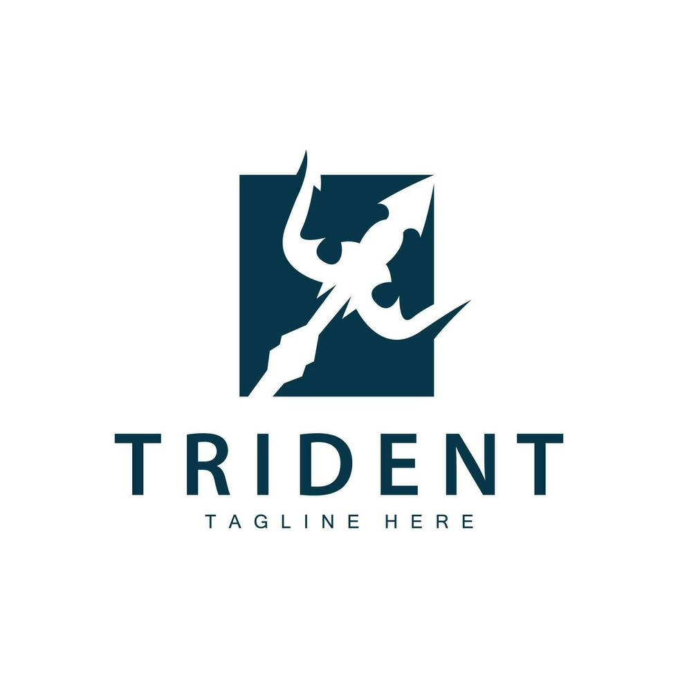 Trident logo design spear weapon vector sea king poseidon neptune symbol template