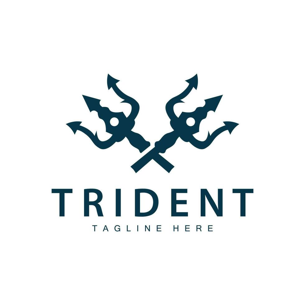 Trident logo design spear weapon vector sea king poseidon neptune symbol template