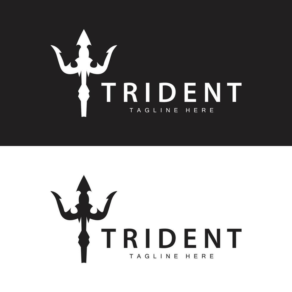 Trident logo design spear weapon vector sea king poseidon neptune symbol template