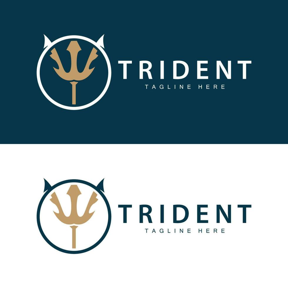 Trident logo design spear weapon vector sea king poseidon neptune symbol template