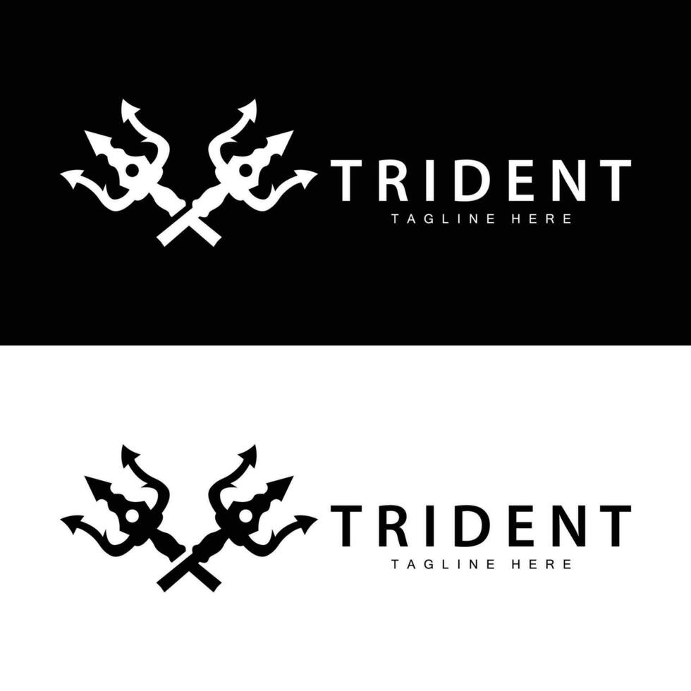 tridente logo diseño lanza arma vector mar Rey Poseidón Neptuno símbolo modelo