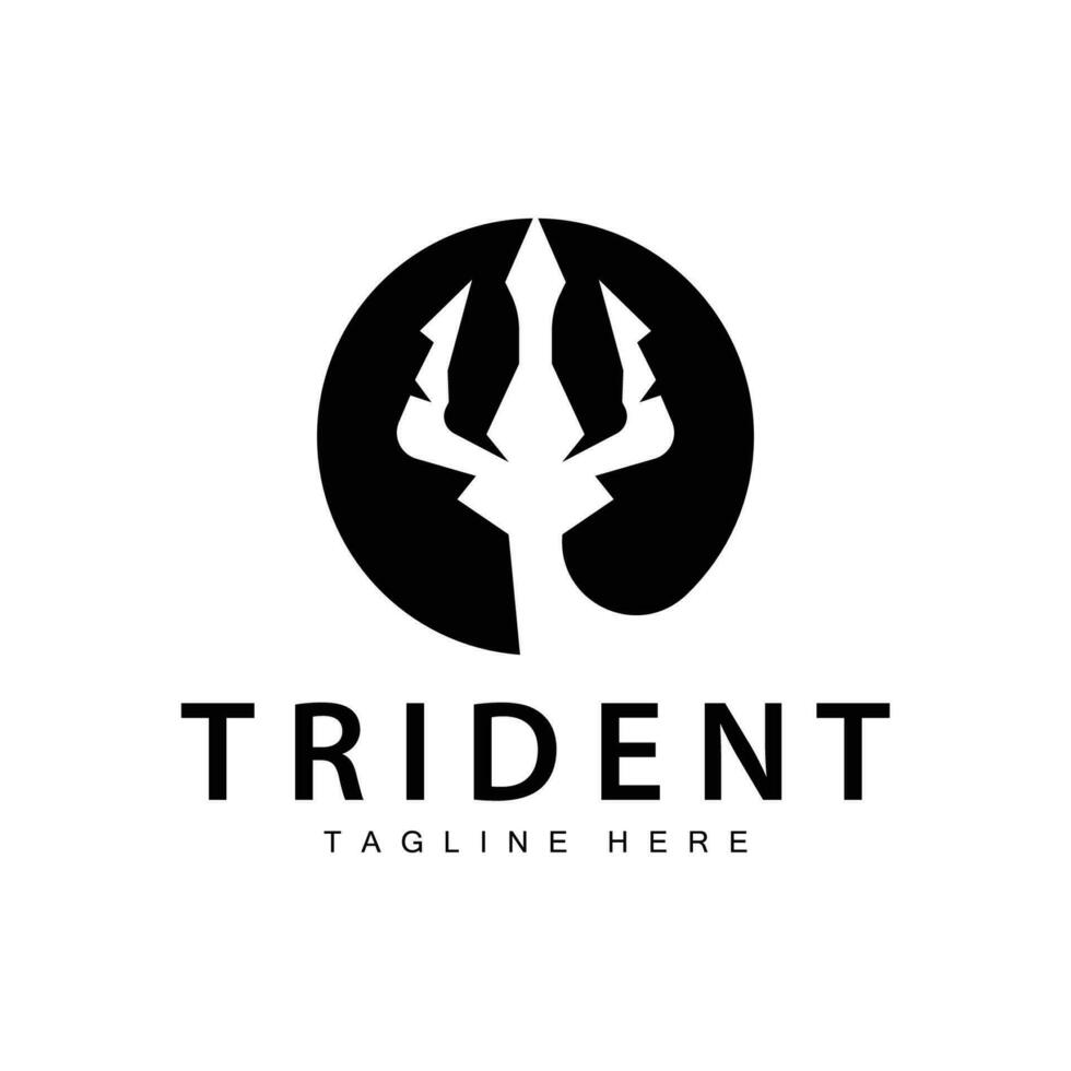 Trident logo design spear weapon vector sea king poseidon neptune symbol template