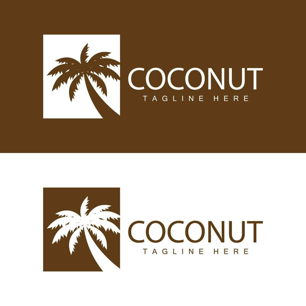 Coconut Tree Logo Design Summer Beach Plant Palm Tree Illustration Template vector
