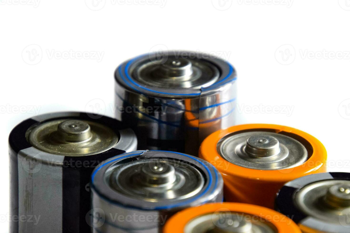 Salt and alkaline batteries, source of energy for portable technology. AAA and AA batteries photo