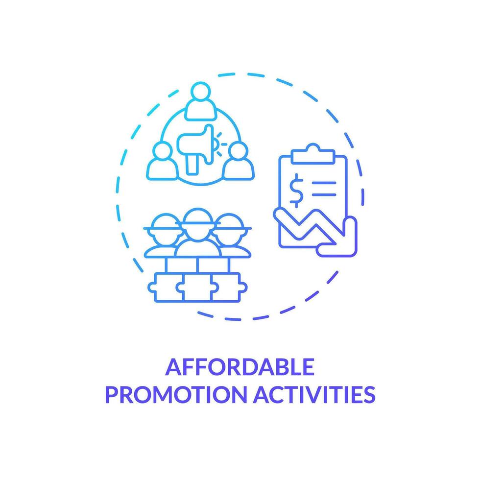 2D gradient affordable promotion activities icon, creative isolated vector, thin line illustration representing agricultural clusters. vector