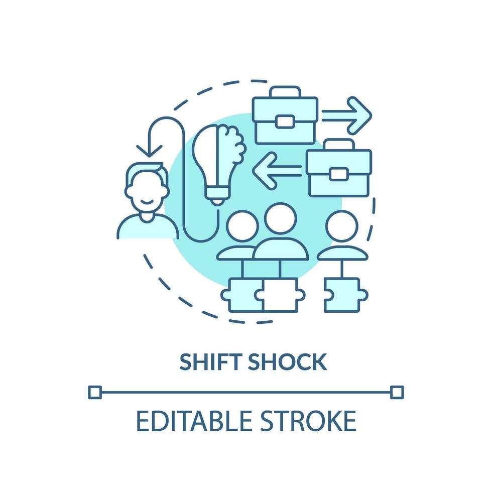 2D editable blue shift shock icon, monochromatic isolated vector, thin line illustration representing workplace trends. vector