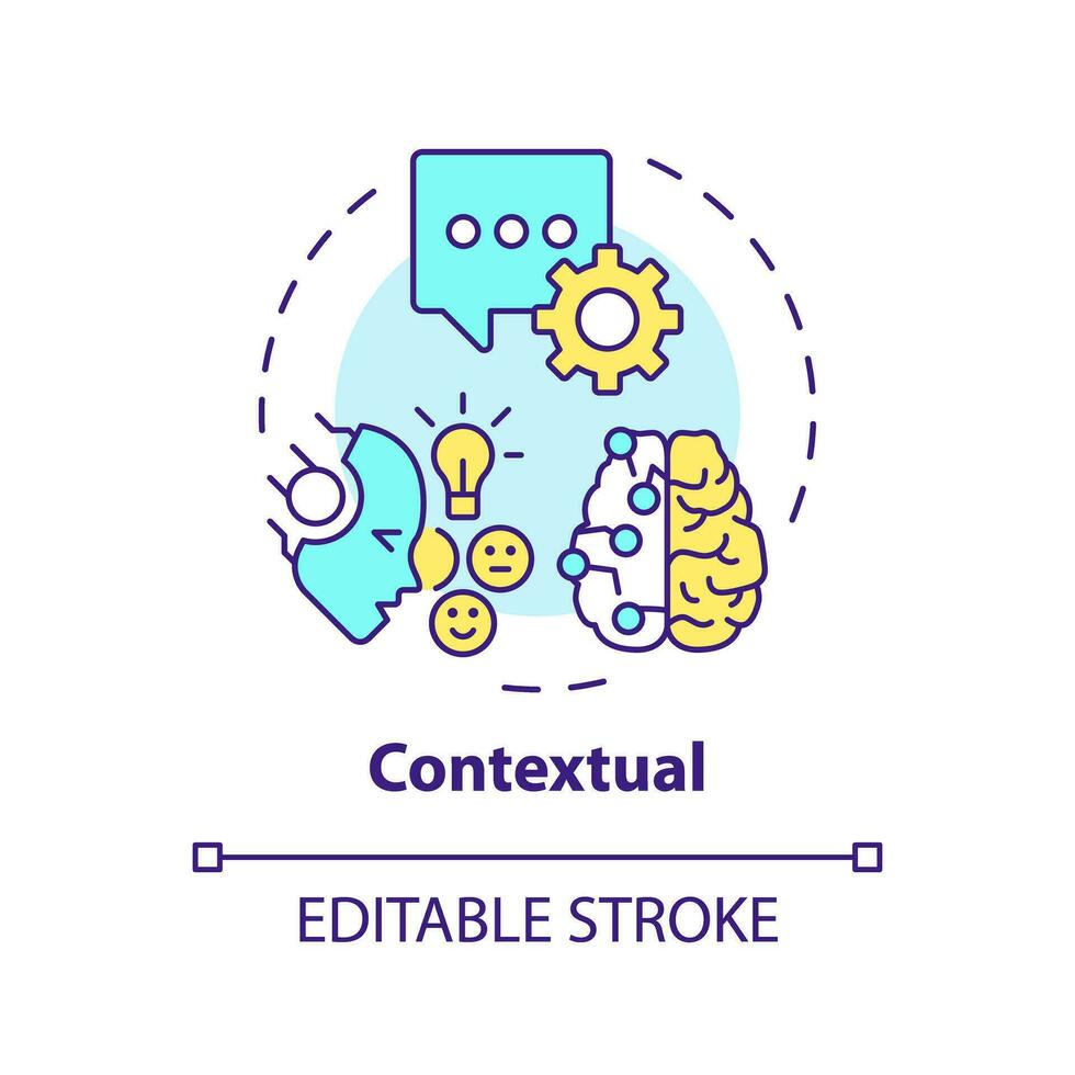 2d editable multicolor contextual icono, sencillo aislado vector, Delgado línea ilustración representando cognitivo informática. vector