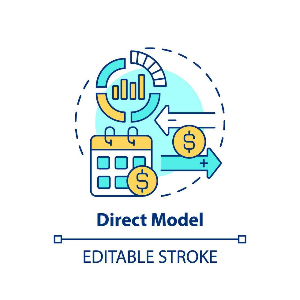 2D editable multicolor direct model icon, simple isolated vector, thin line illustration representing cash flow management. vector