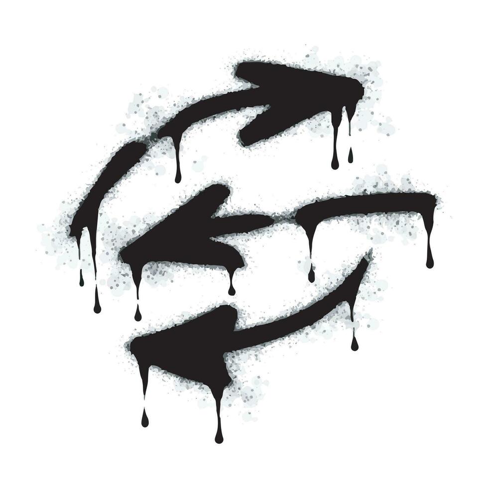 Spray Painted Graffiti arrow Sprayed isolated with a white background. graffiti arrow with over spray in black over white. Vector illustration.