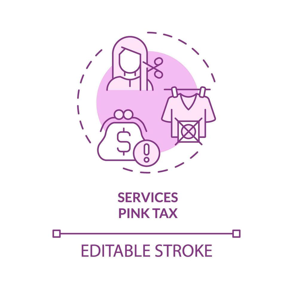 2D editable pink services pink tax icon, isolated monochromatic vector, thin line illustration representing pink tax. vector