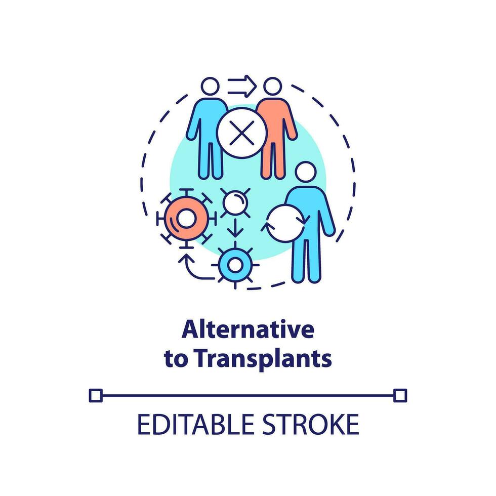 2D editable multicolor alternative to transplants icon, simple isolated vector, thin line illustration representing cell therapy. vector
