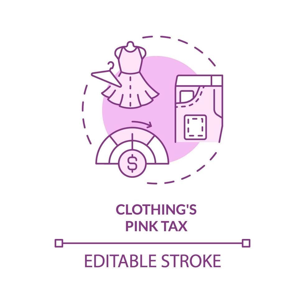 2D editable pink clothing pink tax icon, isolated monochromatic vector, thin line illustration representing pink tax. vector