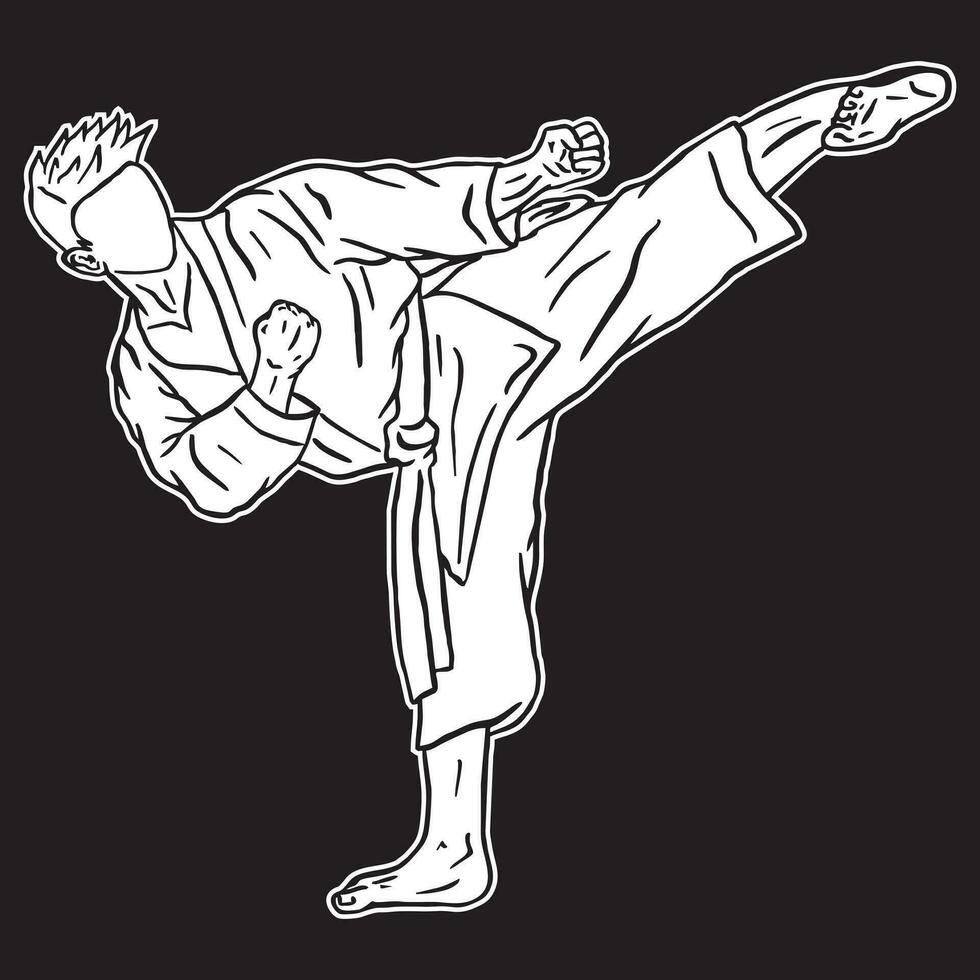 karate icon black white vector silhouette