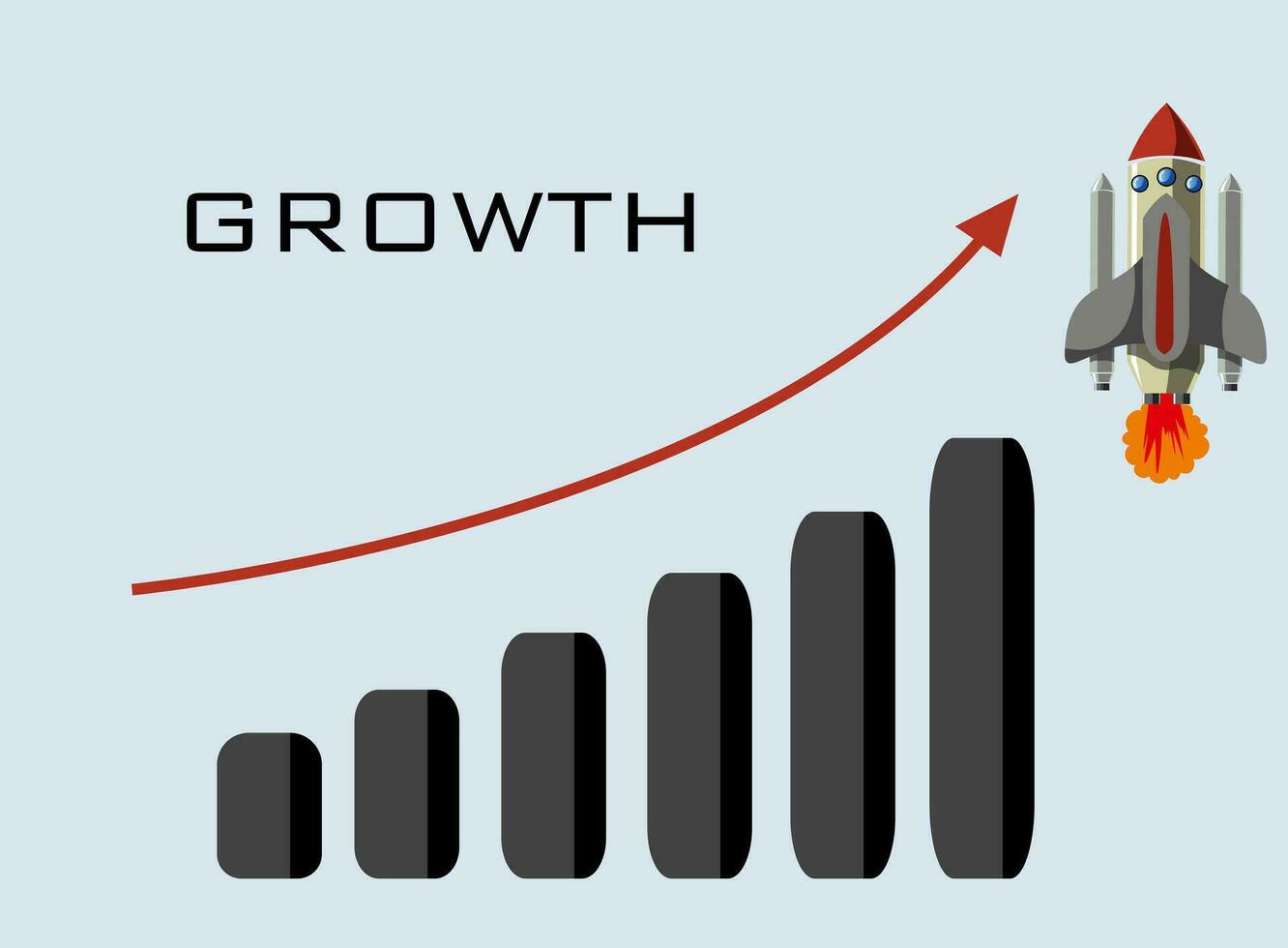 exponencial crecimiento de inversión ingreso. incrementar de compuesto interés, ganancia. exponencial subir de ganancia. financiero analítica informe. volador cohete rápido crecimiento. vector ilustración.