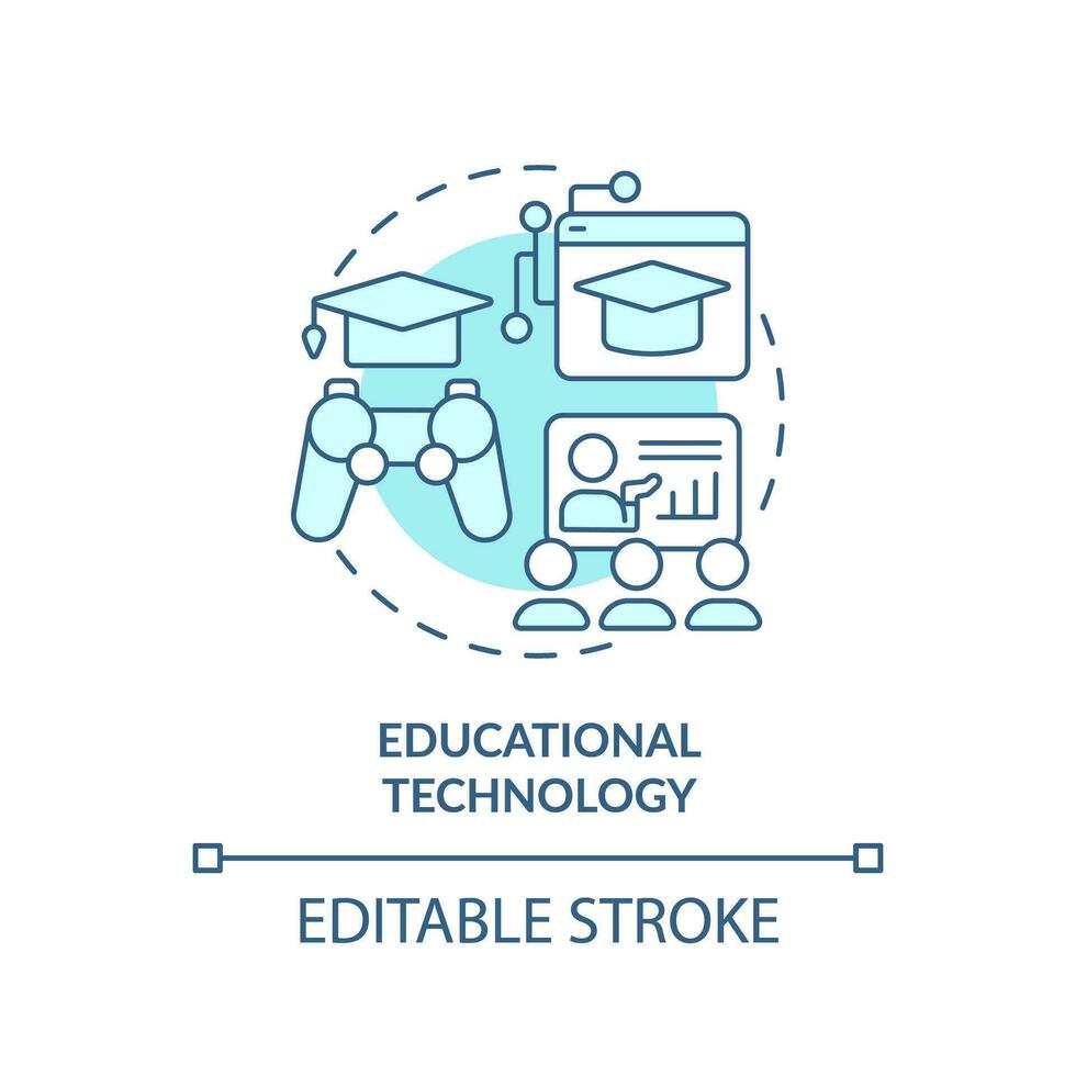 2D editable blue educational technology icon, simple monochromatic vector, learning theories thin line illustration. vector